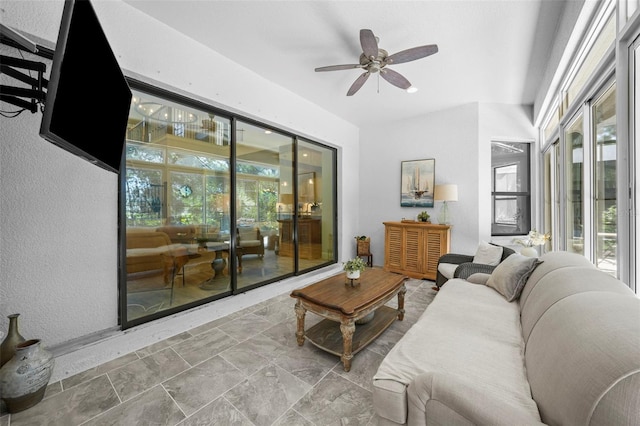 12705 Green Heron Way, Odessa, FL 33556 - living area featuring ceiling fan and healthy amount of natural light