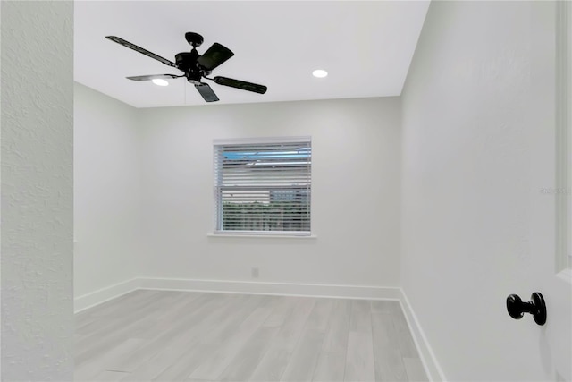 1914 E Emma St, Tampa, FL 33610 - unfurnished room with baseboards, light wood-style flooring, a ceiling fan, and recessed lighting