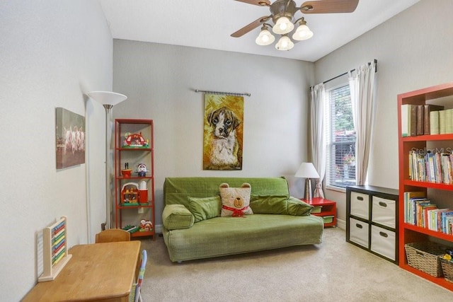 2502 Fritzke Rd, Dover, FL 33527 - living area with carpet and ceiling fan