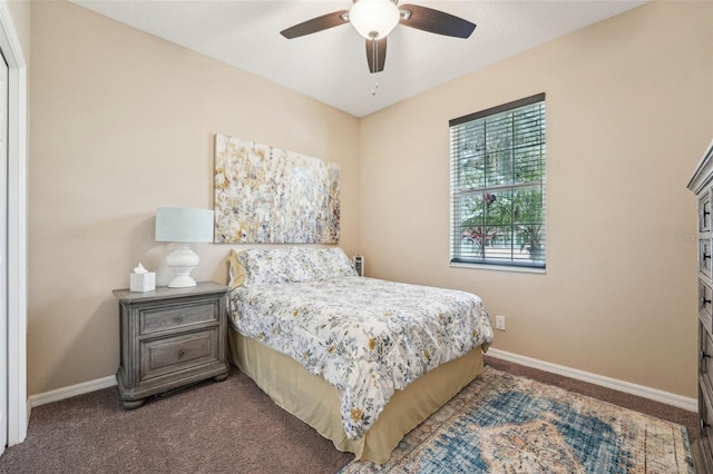 9917 Prevatt St, Gibsonton, FL 33534 - carpeted bedroom with baseboards and a ceiling fan