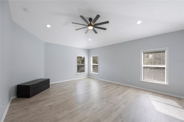 17809 Sandpine Trace Way, Tampa, FL 33647 - empty room with healthy amount of natural light, a ceiling fan, light wood-style flooring, baseboards, and recessed lighting