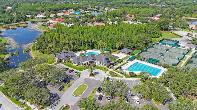 17809 Sandpine Trace Way, Tampa, FL 33647 - aerial view of property and surrounding area with a pool and a nearby body of water