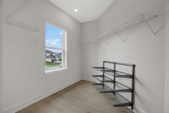 spacious closet featuring wood finished floors