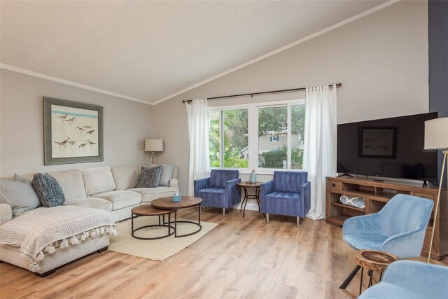 8240 144th Ln, Seminole, FL 33776 - living room with wood finished floors, crown molding, and high vaulted ceiling