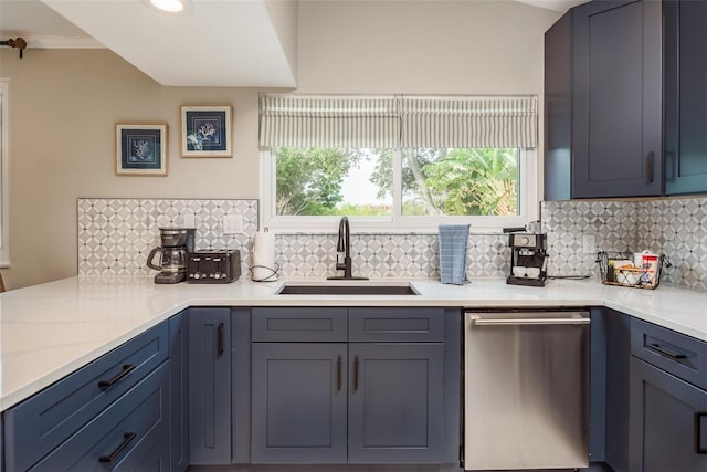8240 144th Ln, Seminole, FL 33776 - kitchen featuring a sink, stainless steel dishwasher, plenty of natural light, decorative backsplash, and recessed lighting