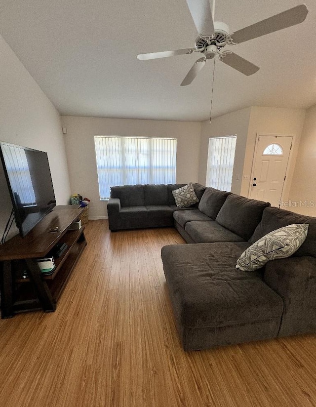 2528 Deerbrook Dr, Lakeland, FL 33811 - living room featuring wood finished floors and ceiling fan