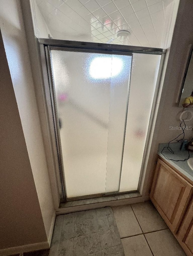 2528 Deerbrook Dr, Lakeland, FL 33811 - bathroom with tile patterned flooring and a stall shower