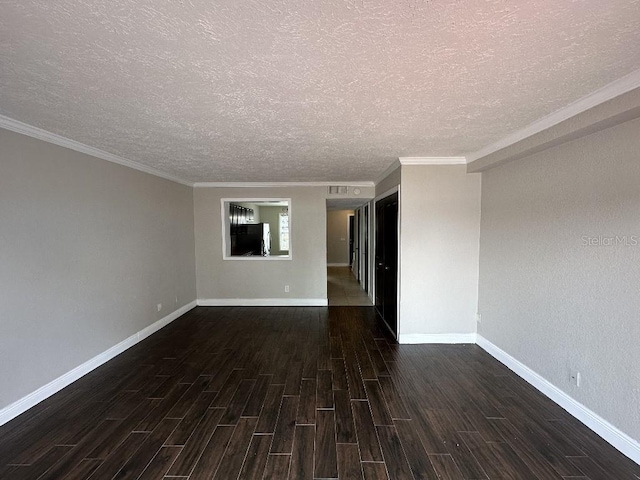2557 Cedar Cypress Ct, Tampa, FL 33618 - spare room with dark wood finished floors, a textured ceiling, and ornamental molding