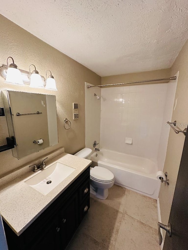 2557 Cedar Cypress Ct, Tampa, FL 33618 - bathroom with a textured wall, a textured ceiling, vanity, and washtub / shower combination