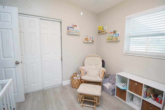 sitting room with wood finished floors