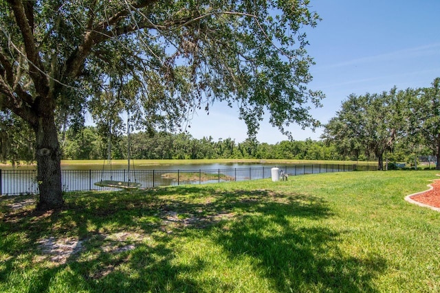 view of yard with a water view