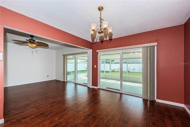 10051 82nd Ln, Seminole, FL 33777 - unfurnished room with a chandelier, wood finished floors, ceiling fan, baseboards, and a textured ceiling