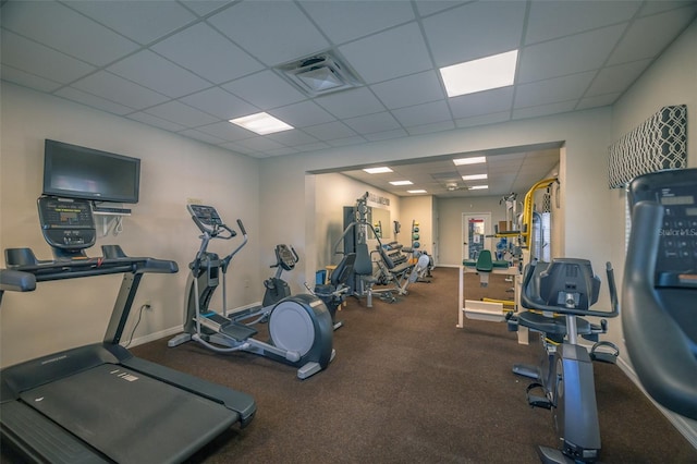 19247 Otters Wick Way, Land O Lakes, FL 34638 - workout area with a drop ceiling and baseboards