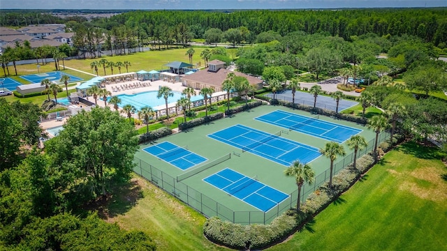 19247 Otters Wick Way, Land O Lakes, FL 34638 - aerial view of a pool area and a forest