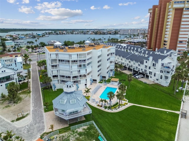 17980 Gulf Blvd Unit 505, Redington Shores, FL 33708 - drone / aerial view of a pool and a large body of water