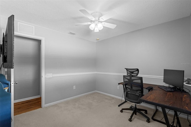 25332 Lexington Oaks Blvd, Wesley Chapel, FL 33544 - carpeted office space featuring a ceiling fan, baseboards, and a textured ceiling