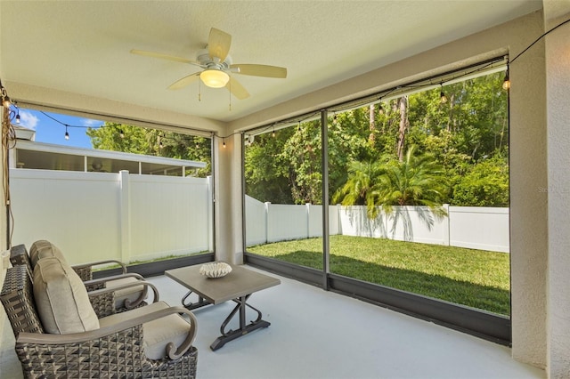 25332 Lexington Oaks Blvd, Wesley Chapel, FL 33544 - sunroom with ceiling fan