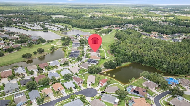 25942 Risen Star Dr, Wesley Chapel, FL 33544 - aerial view of property and surrounding area with a nearby body of water and nearby suburban area