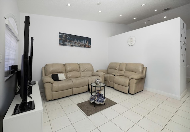 2901 SW 136th Ct, Miami, FL 33175 - living room featuring recessed lighting, light tile patterned floors, and baseboards