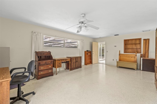 1675 Robin Hood Ln, Clearwater, FL 33764 - home office with ceiling fan and speckled floor