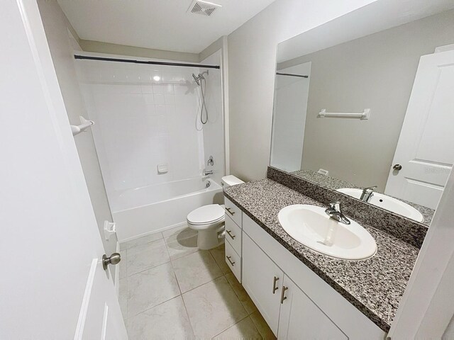 11524 Sage Canyon Dr, Riverview, FL 33578 - bathroom featuring toilet, vanity, bathing tub / shower combination, and tile patterned flooring