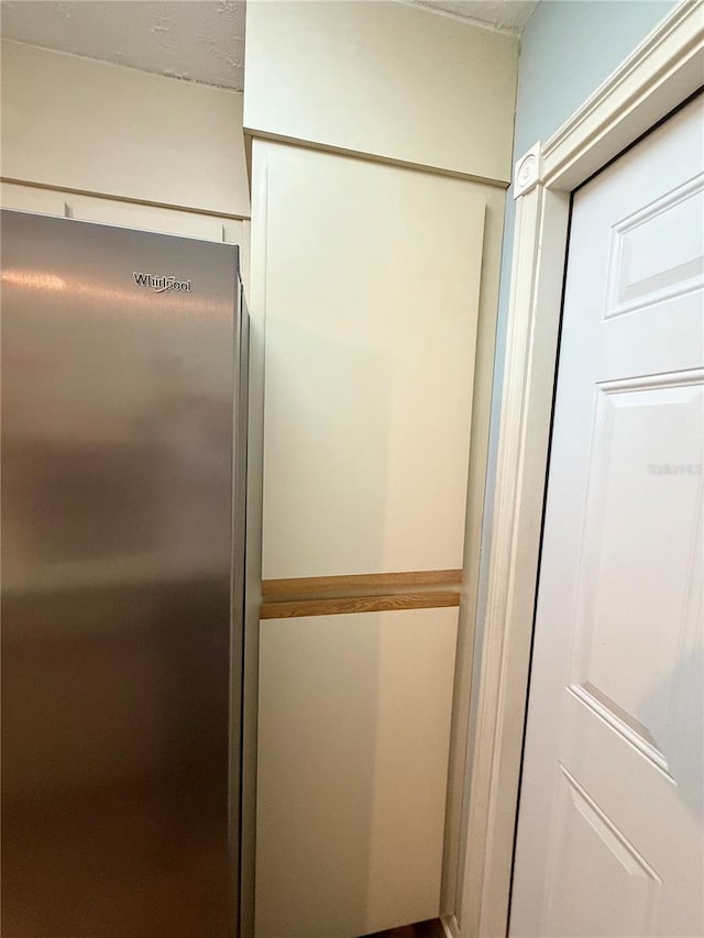 detailed view of freestanding refrigerator