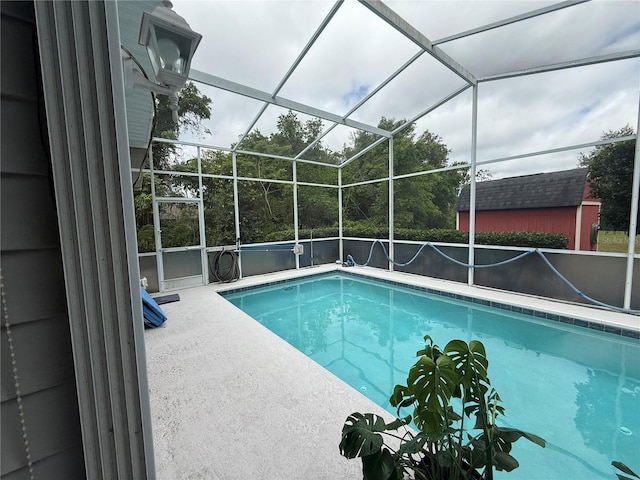 outdoor pool with glass enclosure