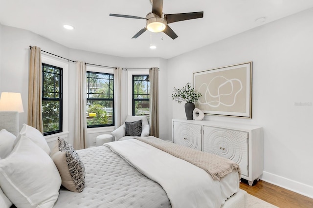 2859 Dartmouth Ave N, Saint Petersburg, FL 33713 - bedroom featuring light wood-type flooring, baseboards, recessed lighting, and ceiling fan