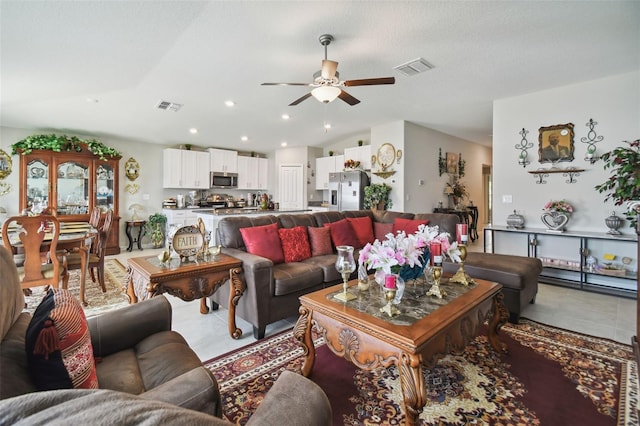 13603 Wild Ginger St, Riverview, FL 33579 - living area featuring ceiling fan, recessed lighting, and light tile patterned floors