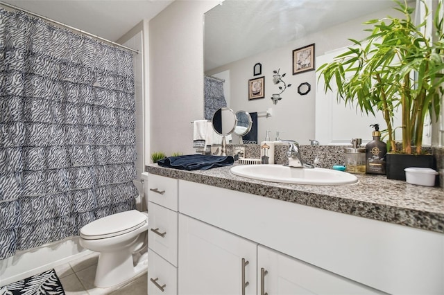 13603 Wild Ginger St, Riverview, FL 33579 - bathroom featuring toilet, tile patterned flooring, a shower with shower curtain, and vanity