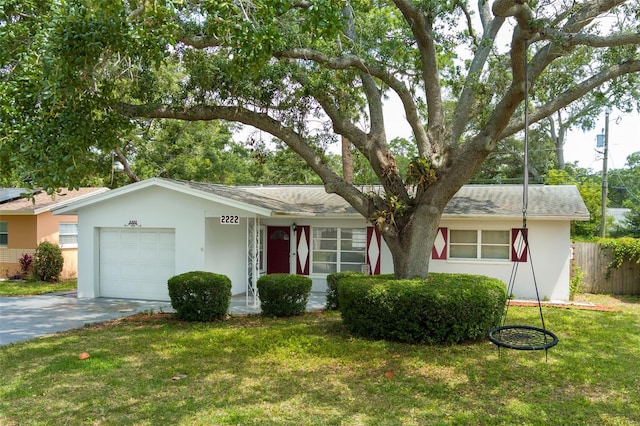 2222 Euclid Cir N, Clearwater, FL 33764 - ranch-style home featuring concrete driveway, a garage, stucco siding, and roof with shingles