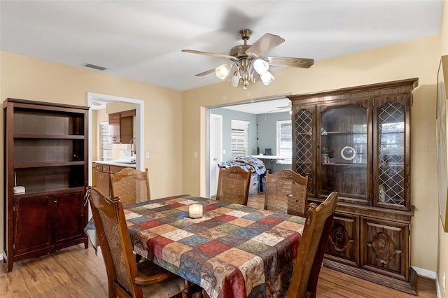 2222 Euclid Cir N, Clearwater, FL 33764 - dining space featuring light wood-style flooring and a ceiling fan