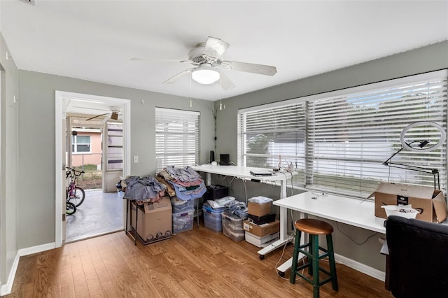 2222 Euclid Cir N, Clearwater, FL 33764 - office with a ceiling fan, wood finished floors, and baseboards