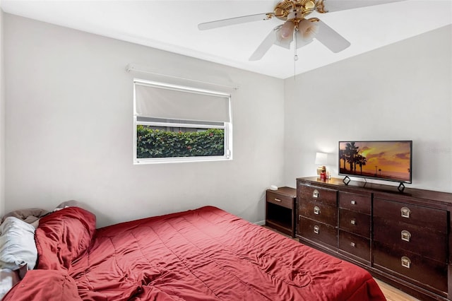 2222 Euclid Cir N, Clearwater, FL 33764 - bedroom featuring ceiling fan and wood finished floors
