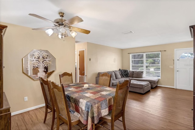 2222 Euclid Cir N, Clearwater, FL 33764 - dining space with wood finished floors, baseboards, and ceiling fan