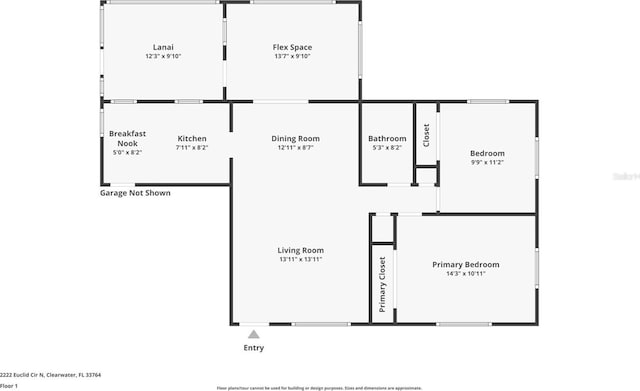 2222 Euclid Cir N, Clearwater, FL 33764 - floor plan / room layout