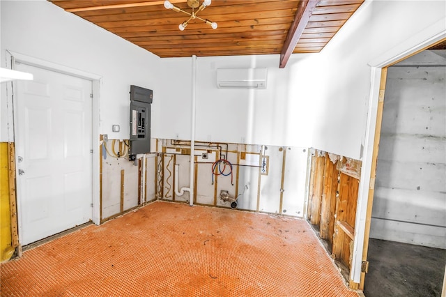 31 Dolphin Dr, Treasure Island, FL 33706 - unfurnished room featuring a wall unit AC, wooden ceiling, and electric panel