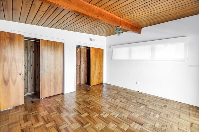31 Dolphin Dr, Treasure Island, FL 33706 - empty room with beam ceiling and wooden ceiling