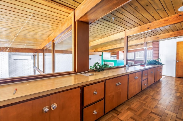 31 Dolphin Dr, Treasure Island, FL 33706 - kitchen with wood ceiling and beamed ceiling