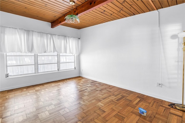 31 Dolphin Dr, Treasure Island, FL 33706 - spare room with wooden ceiling, beamed ceiling, and baseboards