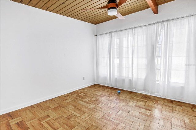 31 Dolphin Dr, Treasure Island, FL 33706 - empty room with wooden ceiling, a ceiling fan, and baseboards