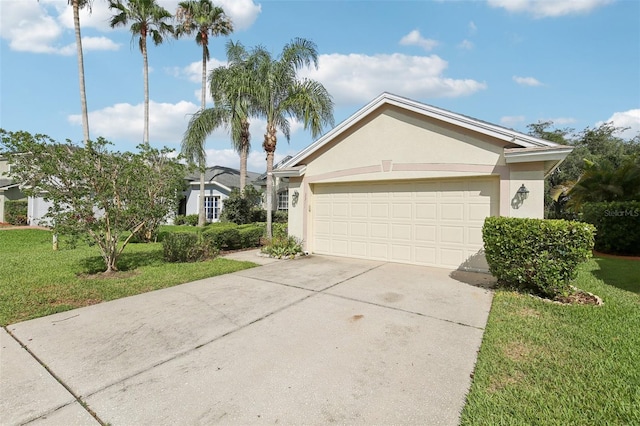 3311 Stonebridge Trl, Valrico, FL 33596 - ranch-style home featuring stucco siding, a front yard, concrete driveway, and a garage