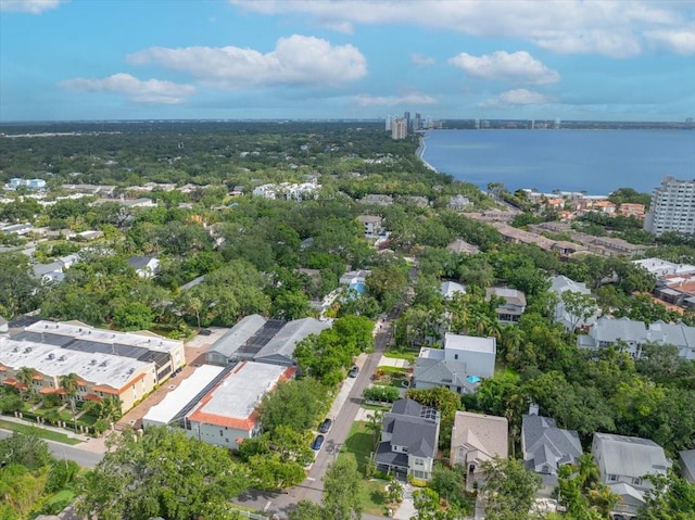 aerial view of a nearby body of water