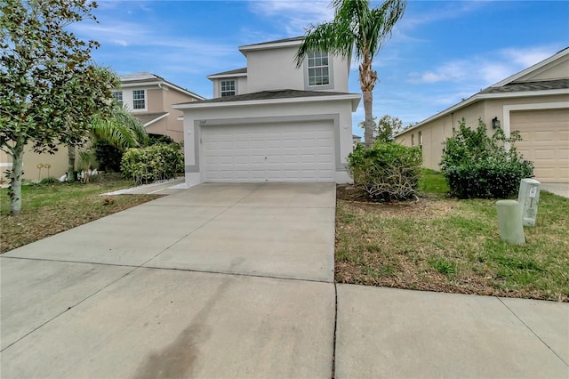 1107 Seminole Sky Dr, Ruskin, FL 33570 - traditional home featuring stucco siding, a garage, and concrete driveway