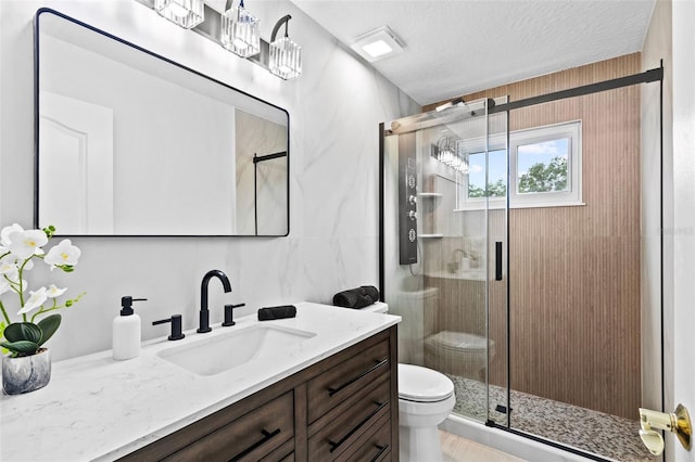 16206 Nottingham Park Way, Tampa, FL 33647 - full bath with toilet, vanity, a stall shower, and a textured ceiling