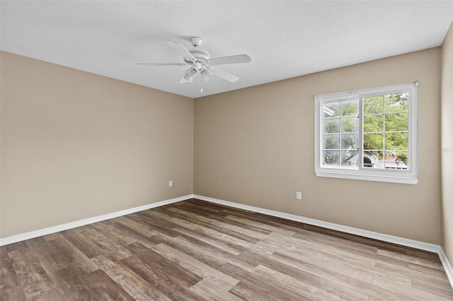 16206 Nottingham Park Way, Tampa, FL 33647 - empty room with wood finished floors, baseboards, a ceiling fan, and a textured ceiling