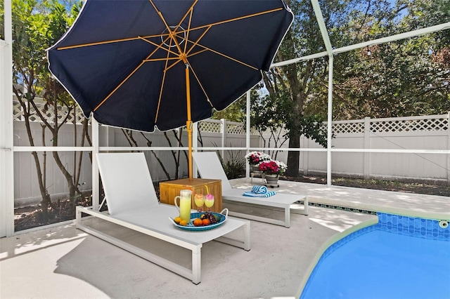 16206 Nottingham Park Way, Tampa, FL 33647 - view of pool with a patio area, a fenced backyard, and glass enclosure