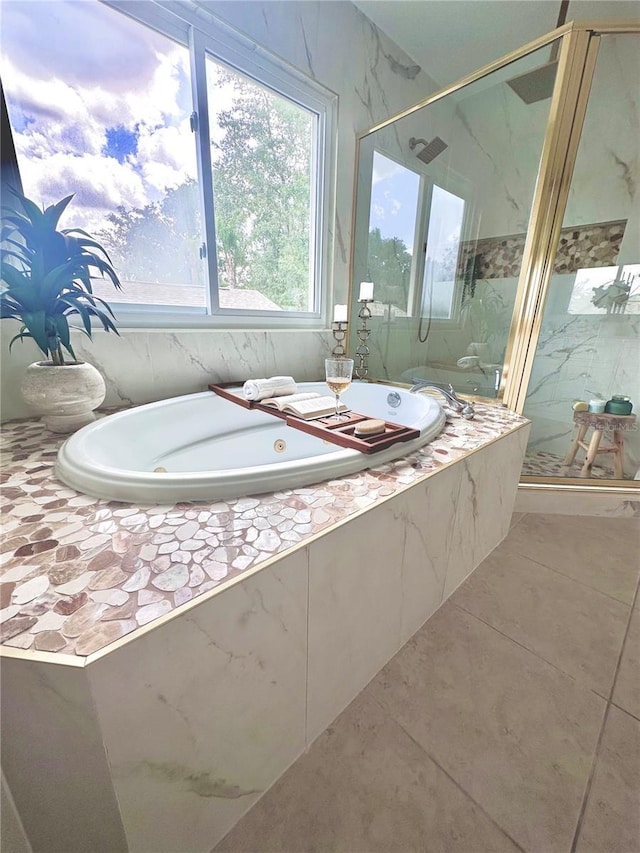 16206 Nottingham Park Way, Tampa, FL 33647 - bathroom featuring a marble finish shower and a whirlpool tub