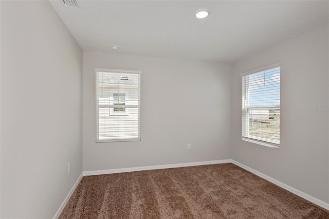 carpeted empty room with healthy amount of natural light and baseboards