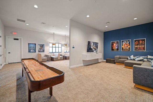 5547 Silver Sun Dr, Apollo Beach, FL 33572 - recreation room featuring carpet flooring, recessed lighting, and baseboards
